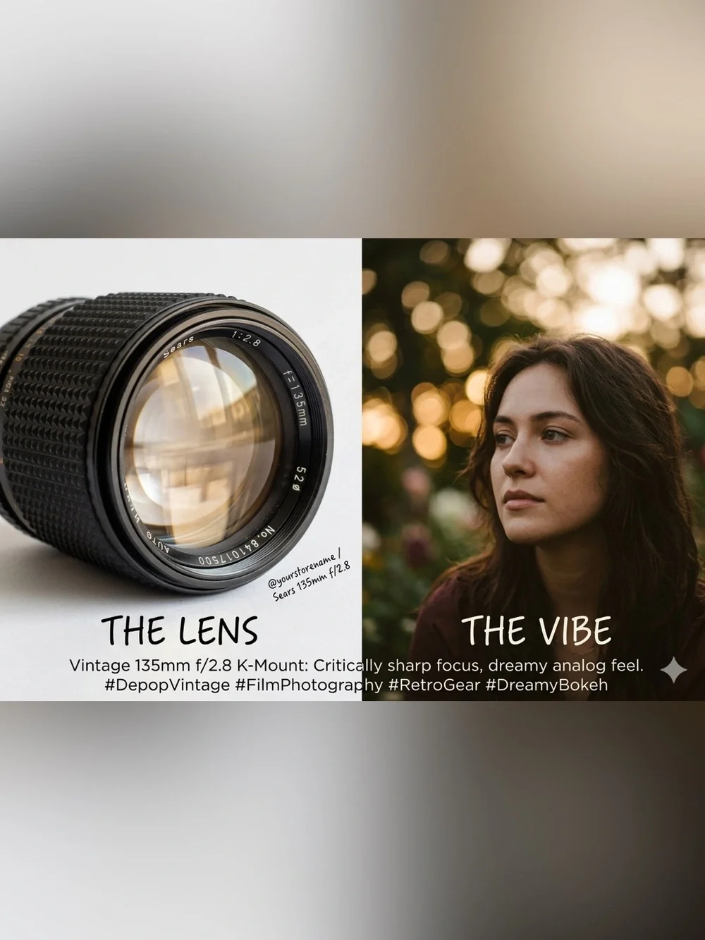 VINTAGE Sears 135mm f/2.8 Macro Lens - Pentax K PK Mount - Photography Lens